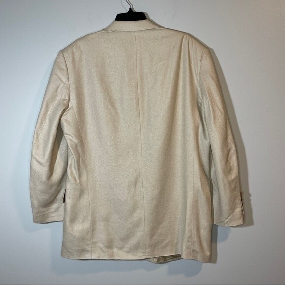 100% Silk Oscar de la Renta Sand/Cream Sport coat 41R - Picture 2 of 5